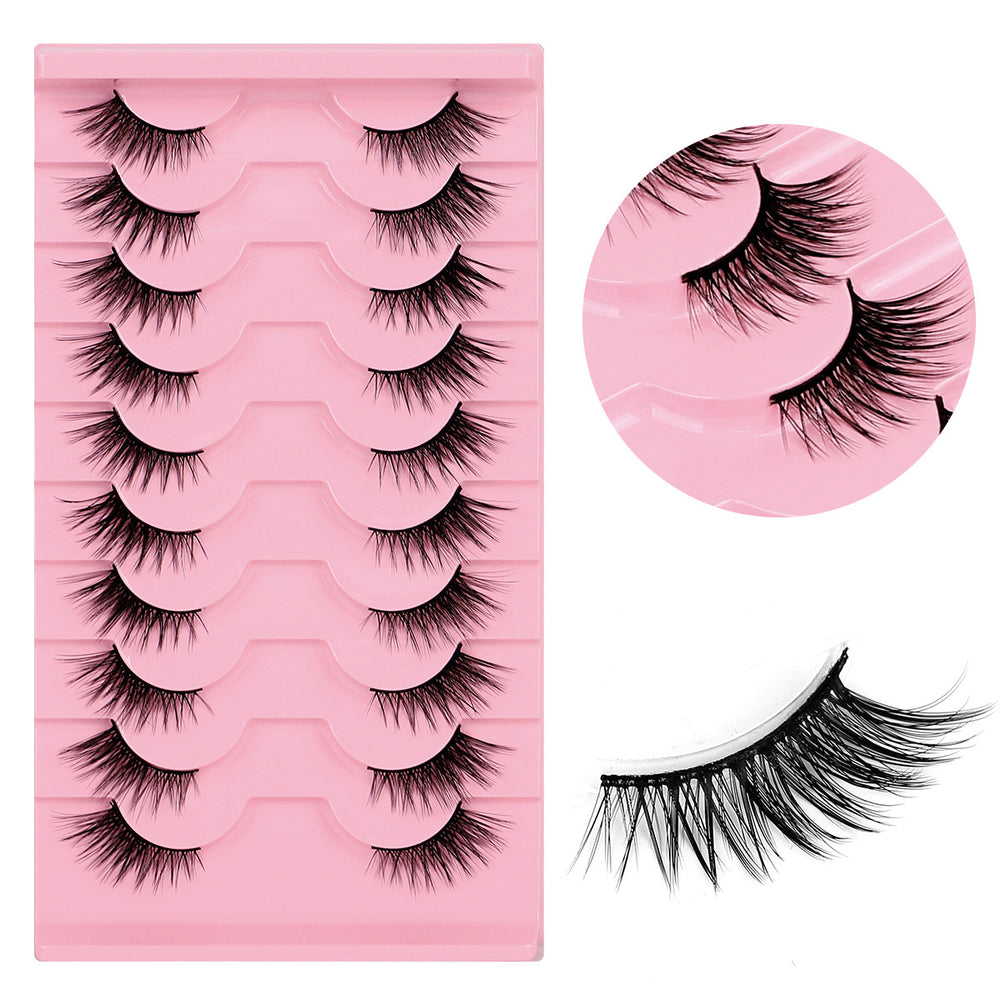 Export half-eye false eyelashes 10 pairs of cat-eye eyelashes fox style fashion black stem thick curled eyelashes one piece