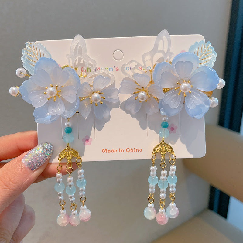 Ancient style hair accessories kidshan dynasty headwear girl ribbon hairpin chinese style costume little girl tassel step shake hairpin