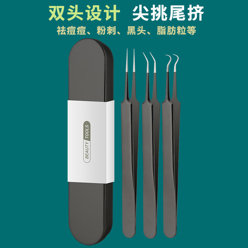 Blackhead remover kit - pimple popper, blackhead extractor, acne needle, tweezers, zit squeezer, and cleansing tools for home or salon use