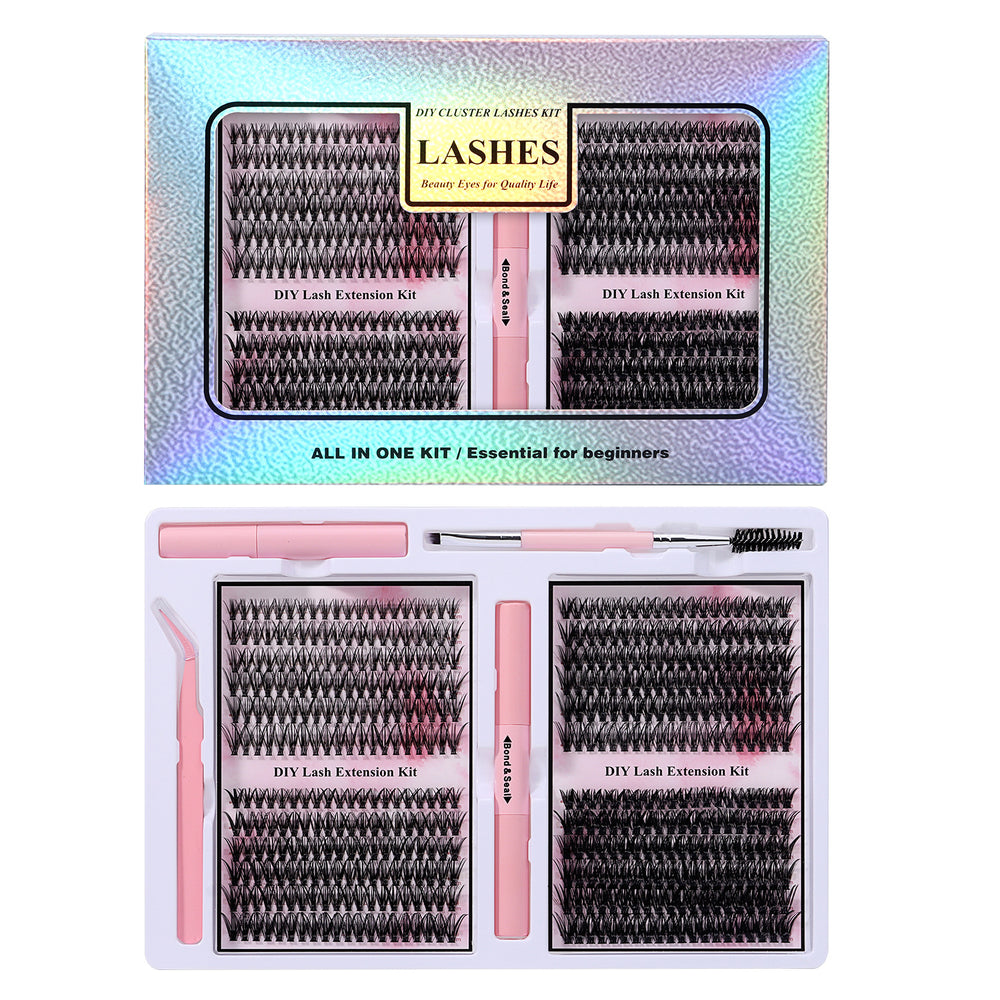 Amazon's best-selling false eyelashes set, large-capacity diy segmented european and american curling eyelashes glue in stock