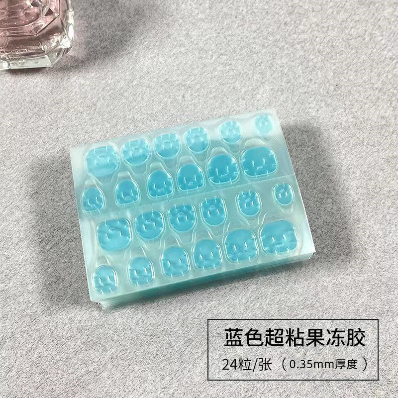 Jelly glue 24 stickers printing manicure jelly stickers transparent yellow glue wearable nail patch double-sided tape waterproof convenient jelly stickers