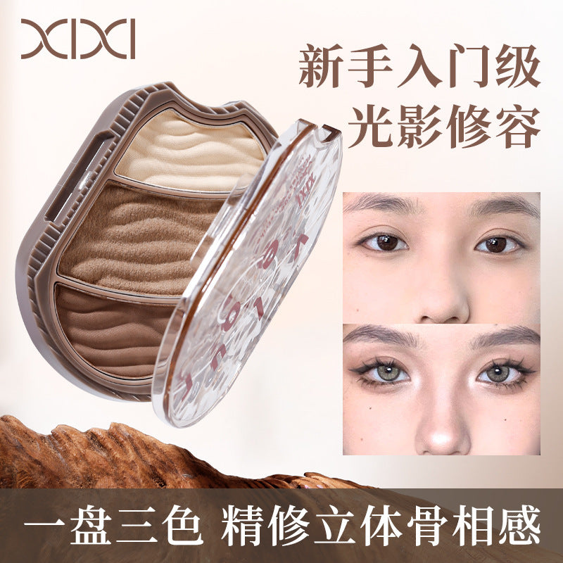 Makeup xixi light and shadow easy-to-paint contouring powder palette to modify contours, brighten stereo highlights, shadows and nose shadow all-in-one palette