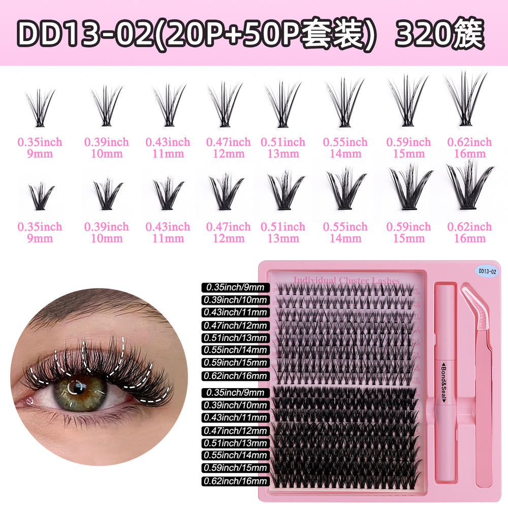 Segmented false eyelashes suit cross-border 40p50p clustered european and american eyelashes extension lashes kit set