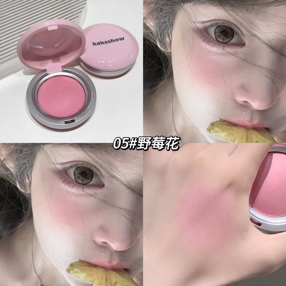 Kakashow shimmer soft mist baked powder blush for women, fine powder to enhance complexion, expand and shrink color rouge