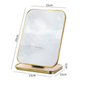 Wooden makeup mirror with metal trim - foldable, desktop, portable, home beauty, touch-up, princess style, household mirror