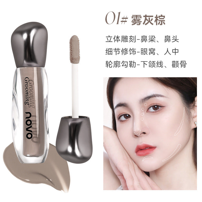 Novo shimmering light highlighting & contouring liquid - brightens face, dark circles, nose shadow, and matte highlight stick