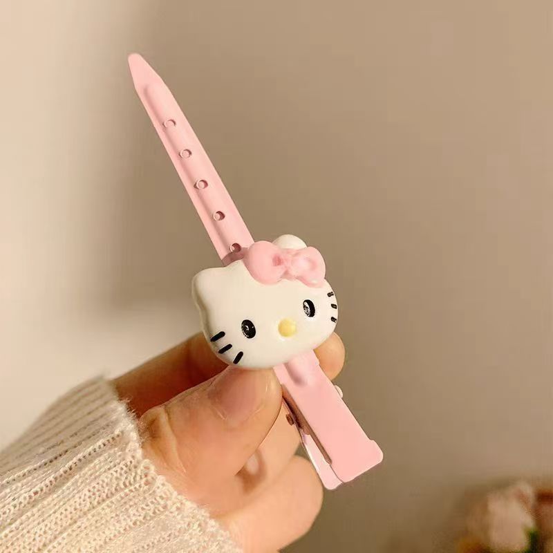 Cute pink cartoon cat hair clip for women, seamless one-word slot clip, side clip, side hair clip, makeup clip, headwear