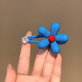 Korean dongdaemun new blue floral hair clip - side bangs duckbill clip - sweet & girly hair accessory