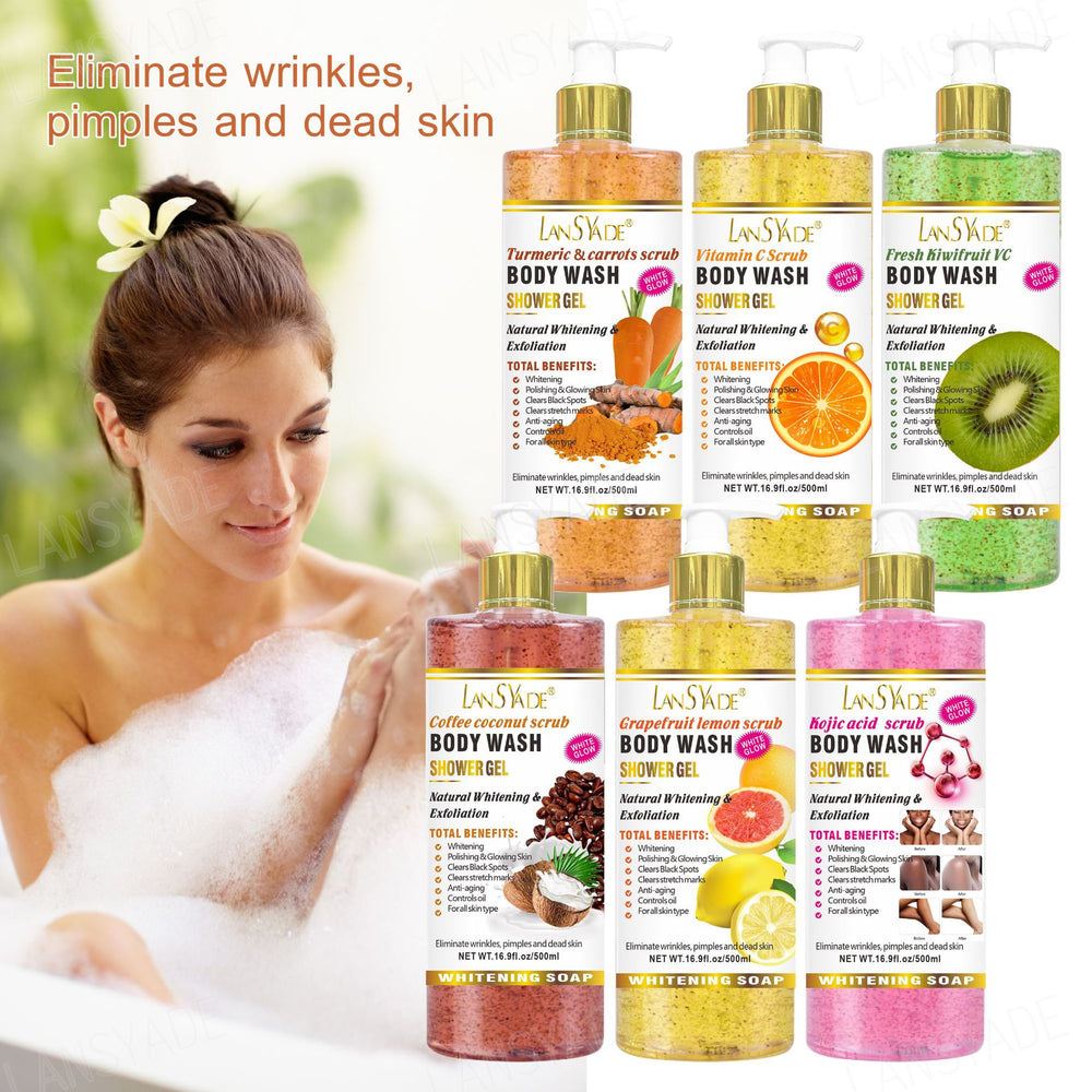 export fruit scrub shower gel silky, refreshing, moisturizing, gentle cleansing, long-lasting fragrance 500ml