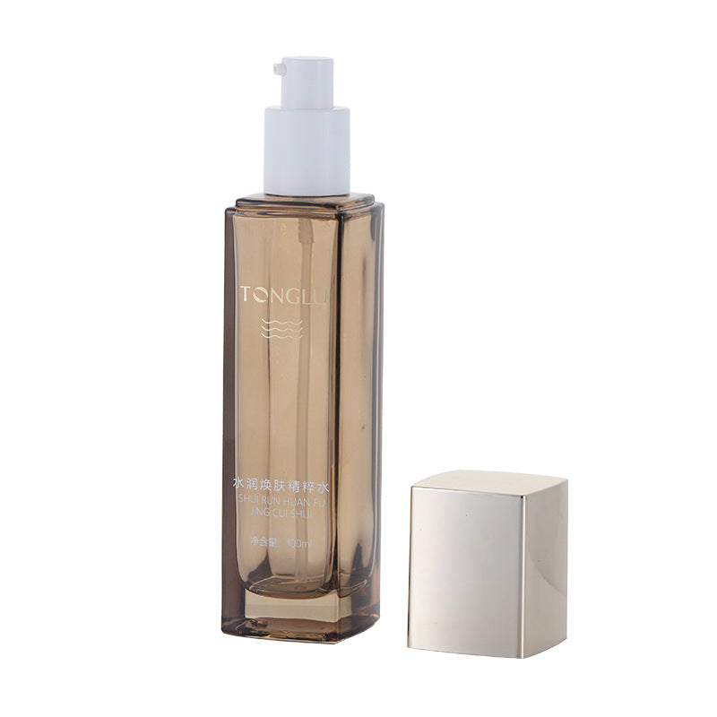 Ready-to-ship cosmetic glass bottle set packaging, including 120ml high-end lotion/essential oil decanters and 50g cream jars
