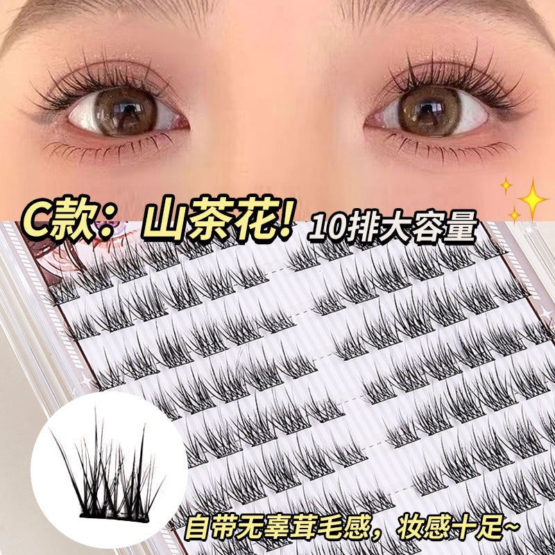 Jonbos self-adhesive glue-free false eyelashes for women, natural simulation, "born-with" style, 3-step application, high volume, individual cluster lashes