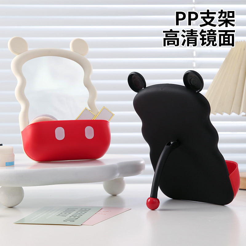 Plastic mickey mouse makeup mirror - desktop, tabletop, student, home, dorm, office, handheld mirror with storage