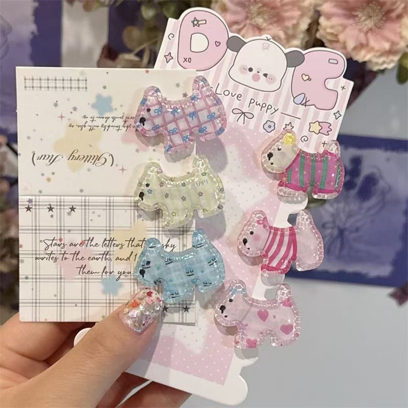 Summer new product puppy hair clip cartoon soft cute dopamine girl side duckbill clip bangs clip side clip