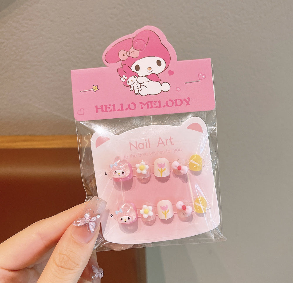 Kids' nail stickers - cute & fun kumi design, waterproof, removable, self-adhesive nail art for girls, perfect for students