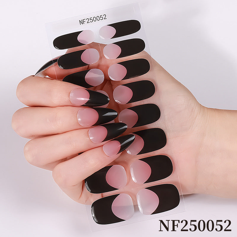 Zhengxiang european and american leopard print gel manicure stickers waterproof cross-border french semi-cured nail stickers uv gel nail