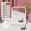Custom-shaped hd led makeup mirror with lights, home use, three-tone dimming, plastic folding standing storage beauty mirror