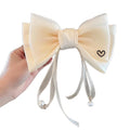 Korean style premium double-layer bow back-of-head spring clip ribbon pearl hair clip women's elegant hair accessory