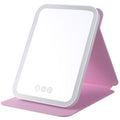 Led makeup mirror with light - portable, foldable, storage, home, dorm, desktop, household, travel, glass beauty mirror