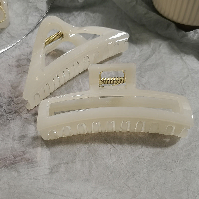 Fashionclassy off-white hair clip summereasiest for match back of head hair clip elegant shark clip hair clip