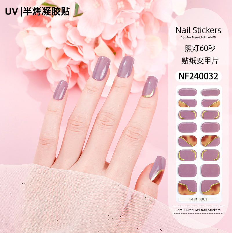Zhengxiang custom gel nail stickers - european & american style glitter, cat eye, uv light curing, semi-cured nail stickers - waterproof, cross-border wholesale