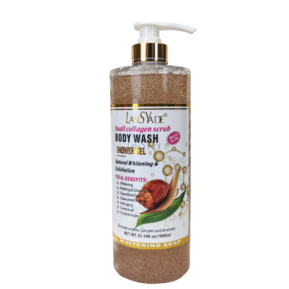 English body wash 1000ml scrub shower gel brightens skin, removes blackness, silky skin, rich foam, exfoliates