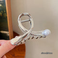 Metal cross pearl clip for women 2024 new arrivalclassy hair clip back of head medium shark clip hair headwear