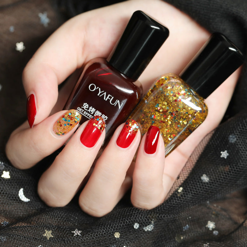 No-bake, quick-drying nail polish, long-lasting, transparent, non-tearable, non-peelable, nutritious, oily manicure, nail polish for summer