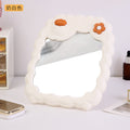 Cosmetic mirror plastic hd student dormitory storage mirror for home home cute flower mirror casual desktop mirror