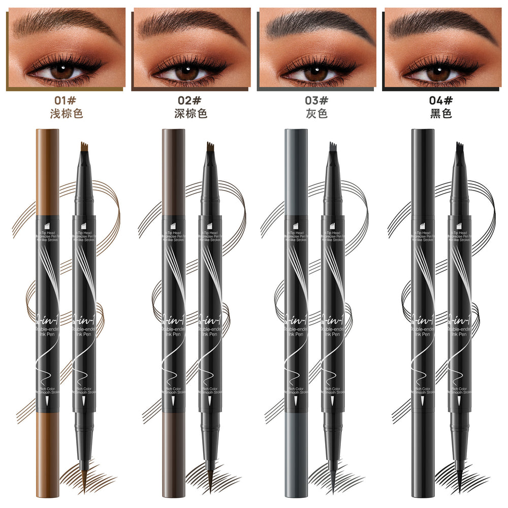 2-in-1 waterproof eyebrow pencil, quick-drying, multi-color, delicate and even, natural color, double-ended eyebrow pencil, no smudge