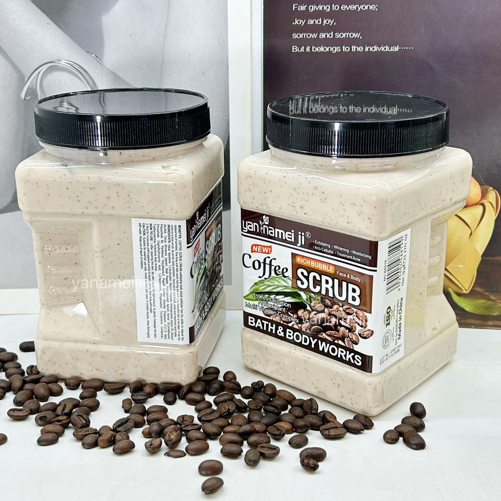 1kg strawberry coffee fruit facial scrub body exfoliator - blackhead removal, cleansing, brightening, and moisturizing