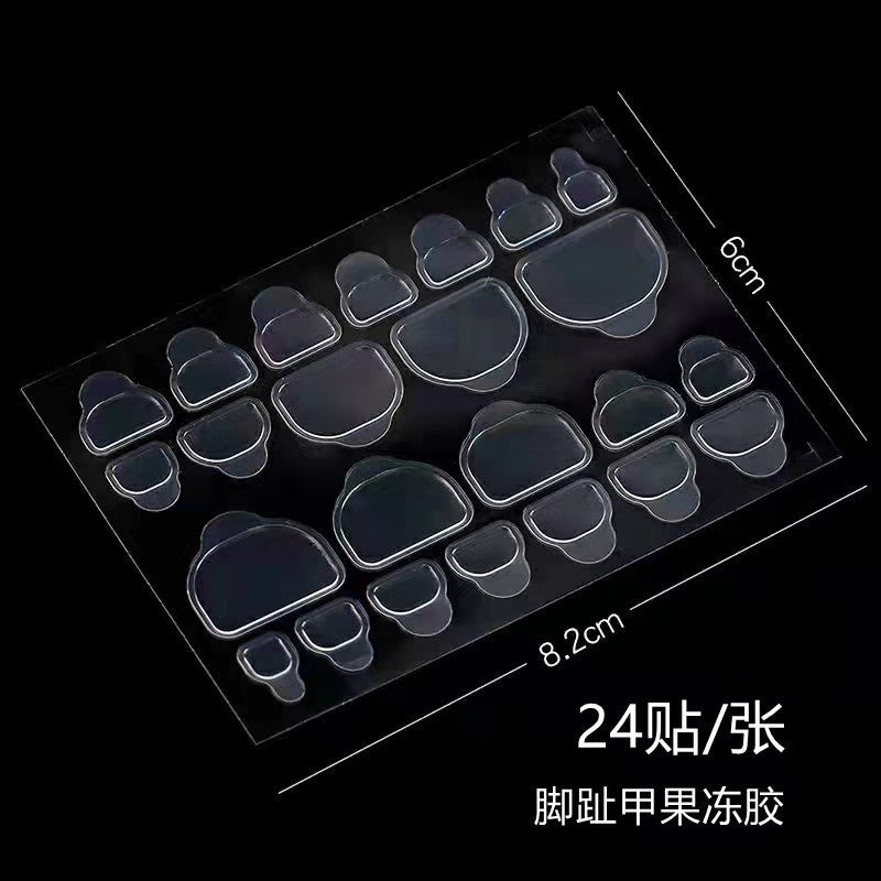New pink press-on nails jelly stickers, 24-piece set, double-sided jelly adhesive, seamless waterproof nail tips