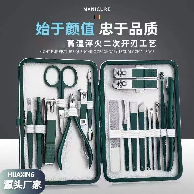 Stainless steel nail clippers, nail nippers, and nail tools - 18-piece set - home manicure kit - professional nail care