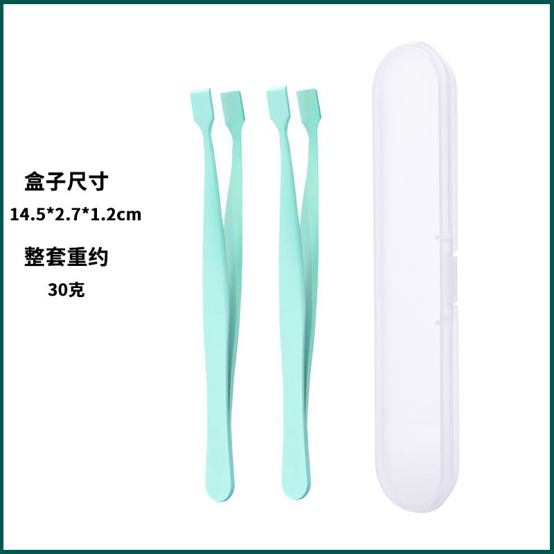 Beginner-friendly stainless steel eyelash extension tweezers - safe, high-precision flat tip tweezers for lower lashes