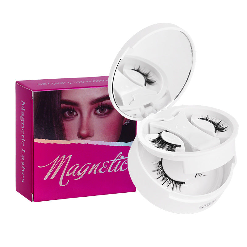 2 pairs magnetic false eyelashes portable set - new magnetic eyelashes natural european & american style full strip lashes