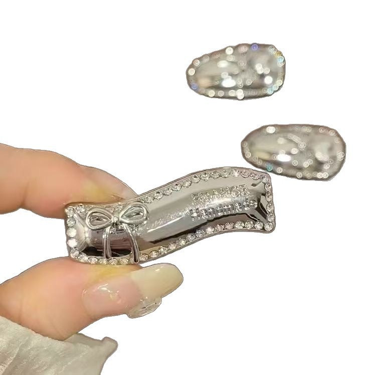 One-word clip elegantfashionbb clip classy rhinestone letter full diamond side broken hair clip populareasiest for match hair accessories for women