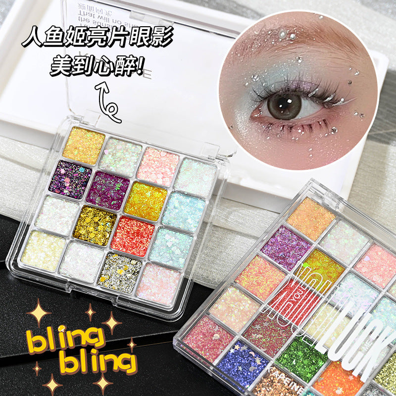 Capel 25-color mermaid glitter eyeshadow palette - non-flying, pearlescent, explosive shimmer, sparkling performance makeup, mermaid glitter