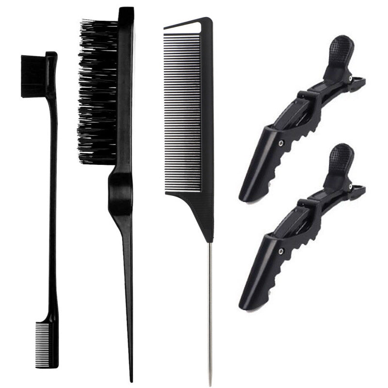 Manufacturer wholesale hair comb three-row plastic comb steel needle rat tail teasing comb eyebrow brush hairline brush styling tool