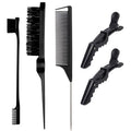 Manufacturer wholesale hair comb three-row plastic comb steel needle rat tail teasing comb eyebrow brush hairline brush styling tool
