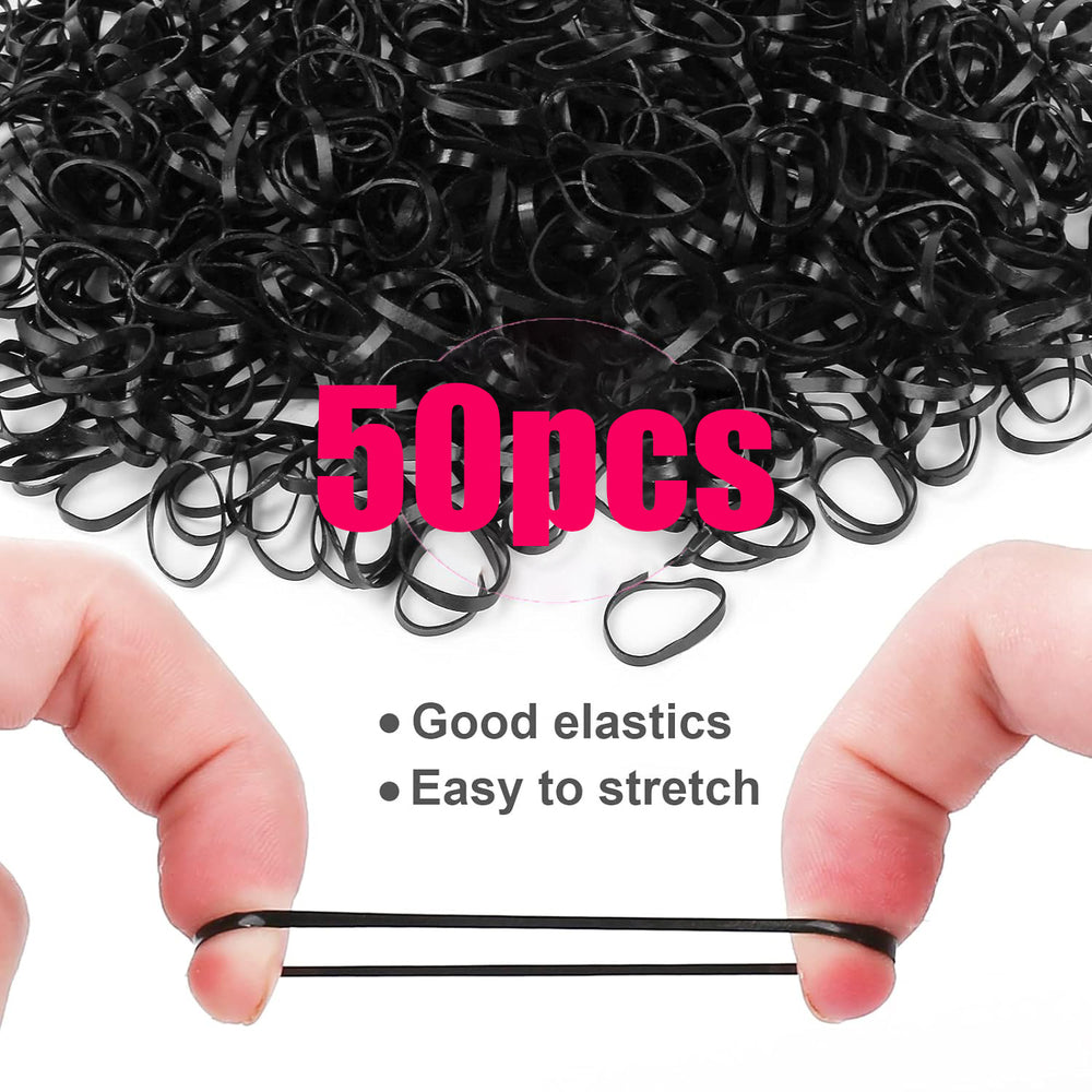 hot seller: 50-piece disposable black & colorful hair ties - gentle on hair, perfect for kids' hair buns, braids, and ponytails