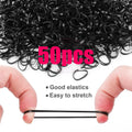 hot seller: 50-piece disposable black & colorful hair ties - gentle on hair, perfect for kids' hair buns, braids, and ponytails
