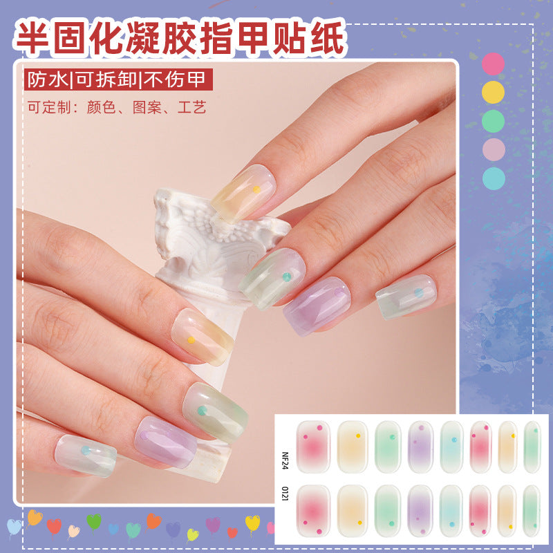 Zhengxiang personalized french gel manicure stickers hot glitter powder fashionuv baking lamp hardening semi-cured nail stickers