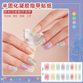 Zhengxiang personalized french gel manicure stickers hot glitter powder fashionuv baking lamp hardening semi-cured nail stickers