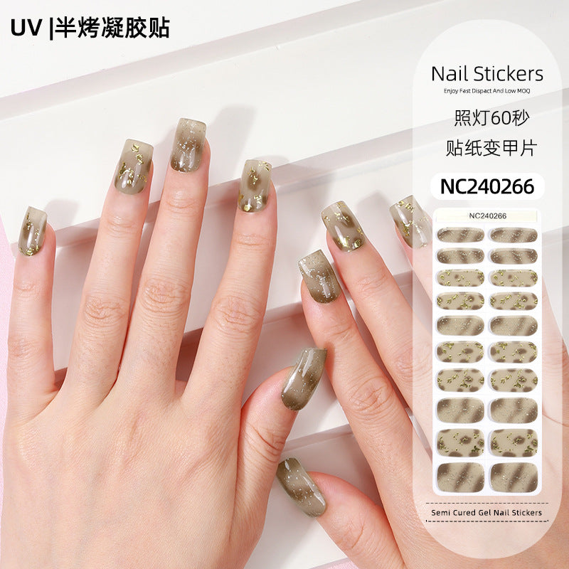 Zhengxiang personalized gel manicure stickers ins ice transparent phototherapy nails uv light nail stickers semi-cured manicure stickers gel