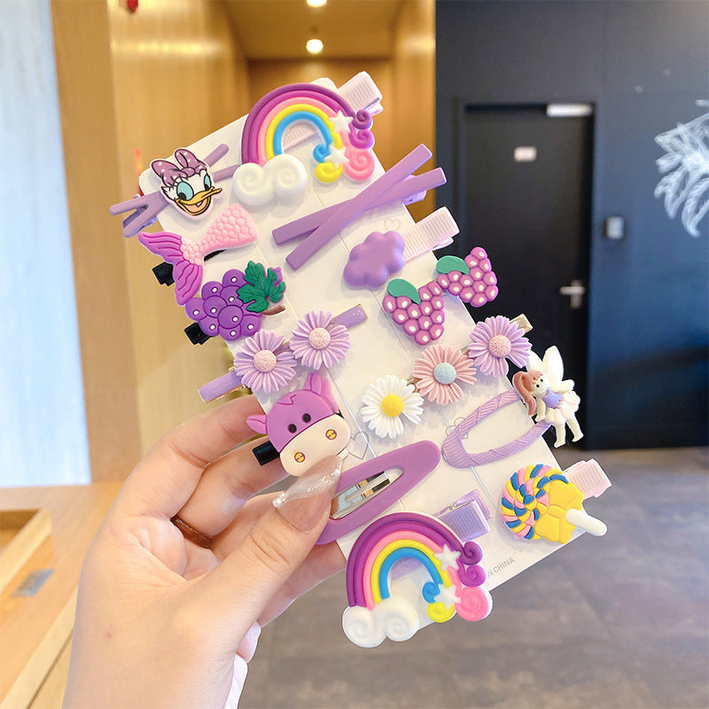 Korean style new children's fruit hair clips rainbow bobby pins mermaid side clips ice cream hair clips cute baby hair accessories