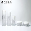 New arrival skin care product packaging glass bottle frosted transparent glass suit bottle cosmetic cream bottle factory direct sale