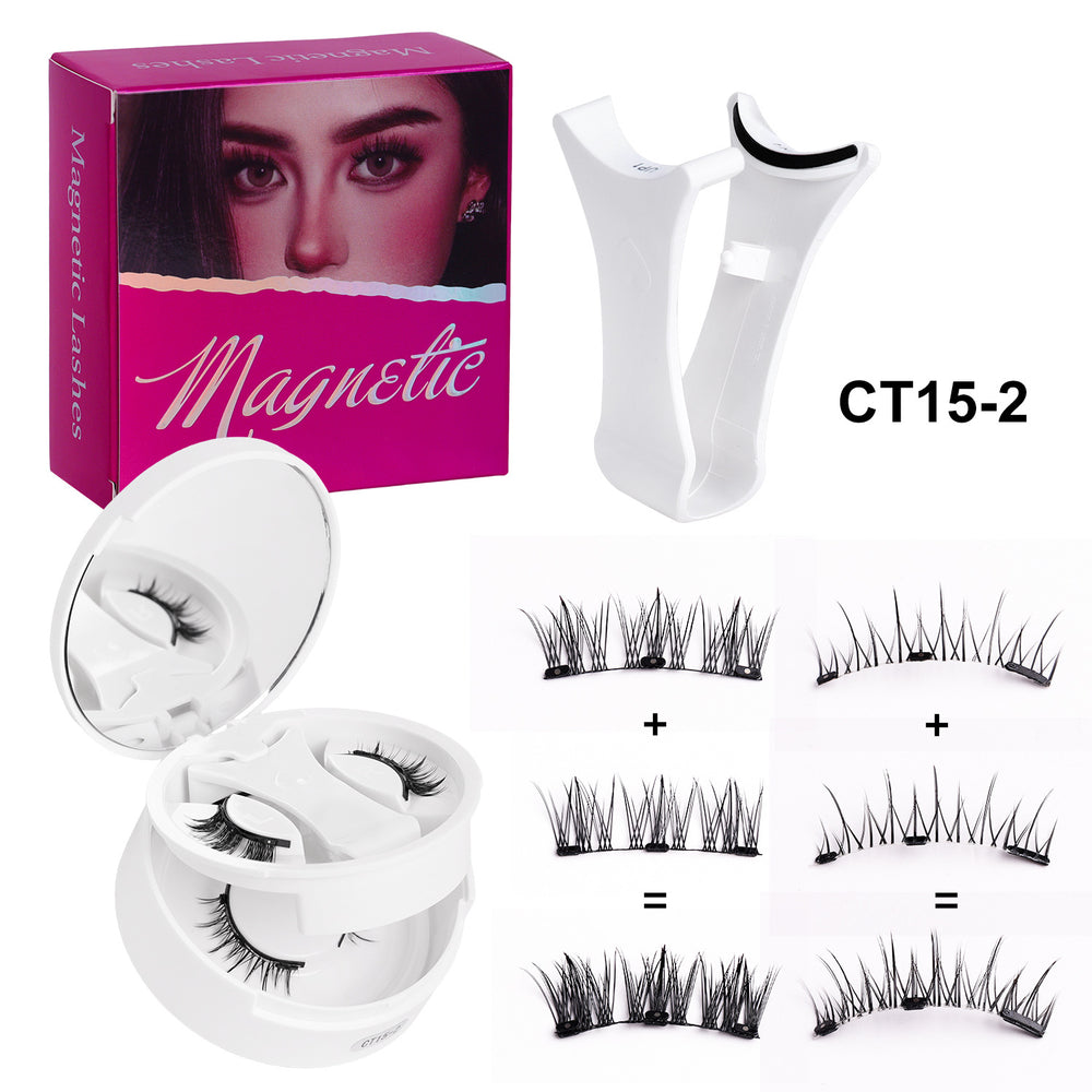 Pingdu magnetic false eyelashes amazon fashion thick strong magnetic 2 pairs black stem eyelash curler suit factory wholesale