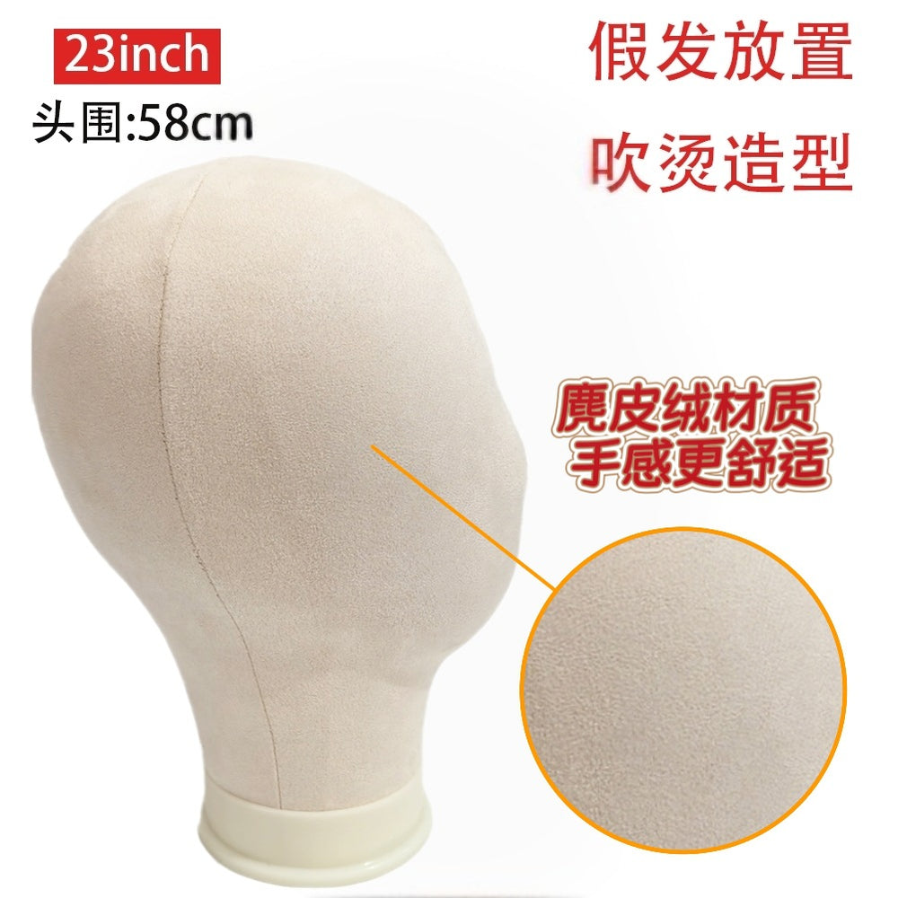 Wholesale wig suede head mannequin - wig display styling model head with pin placement - canvas head mannequin