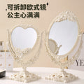 European retro double-sided mirror - dorm room, desktop, princess mirror, tabletop mirror with plastic storage - home makeup mirror, household mirror