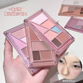 Gege bear layered eyeshadow palette - low saturation, shimmer, matte, blush & contour all-in-one