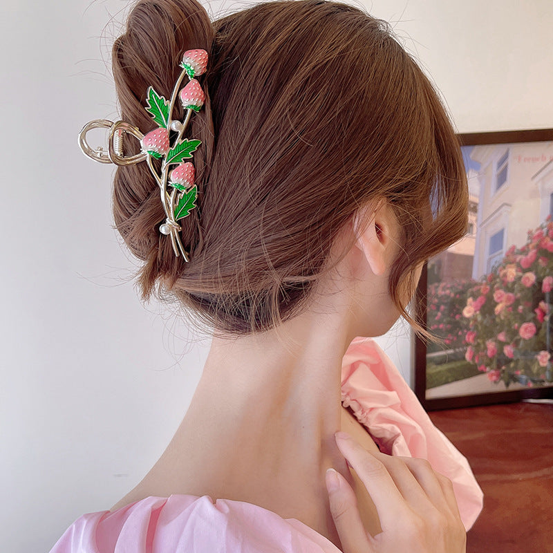 New arrival strawberry back head hair clip classy large shark clip classy hair clip female headwear summer large size